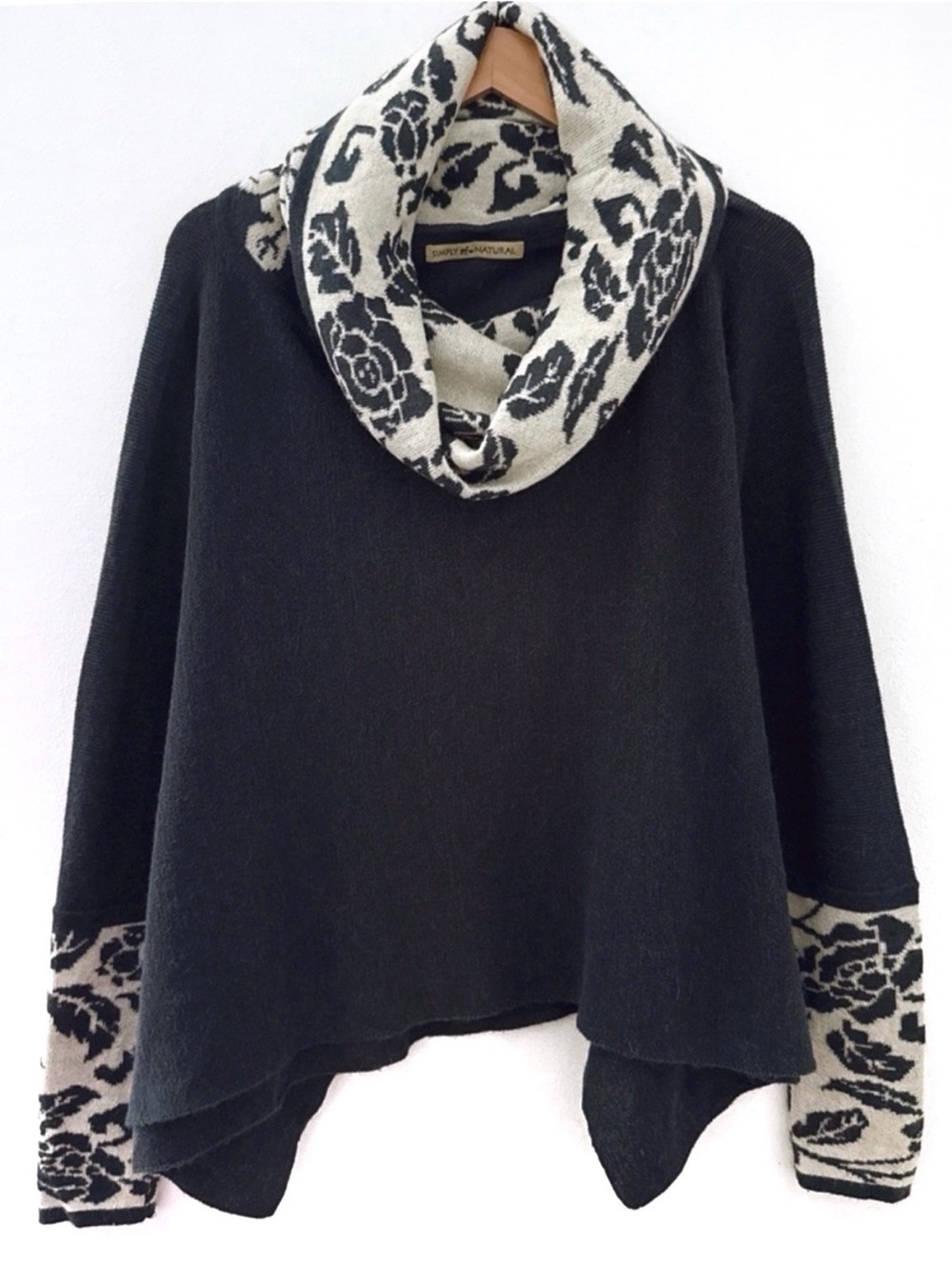 Baby Alpaca Sweater Made in Peru Boho Relaxed Fit Cowl Neck Gray XL Lagenlook